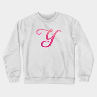 Letter Y Monogram, Pink Color Personalized Design Crewneck Sweatshirt